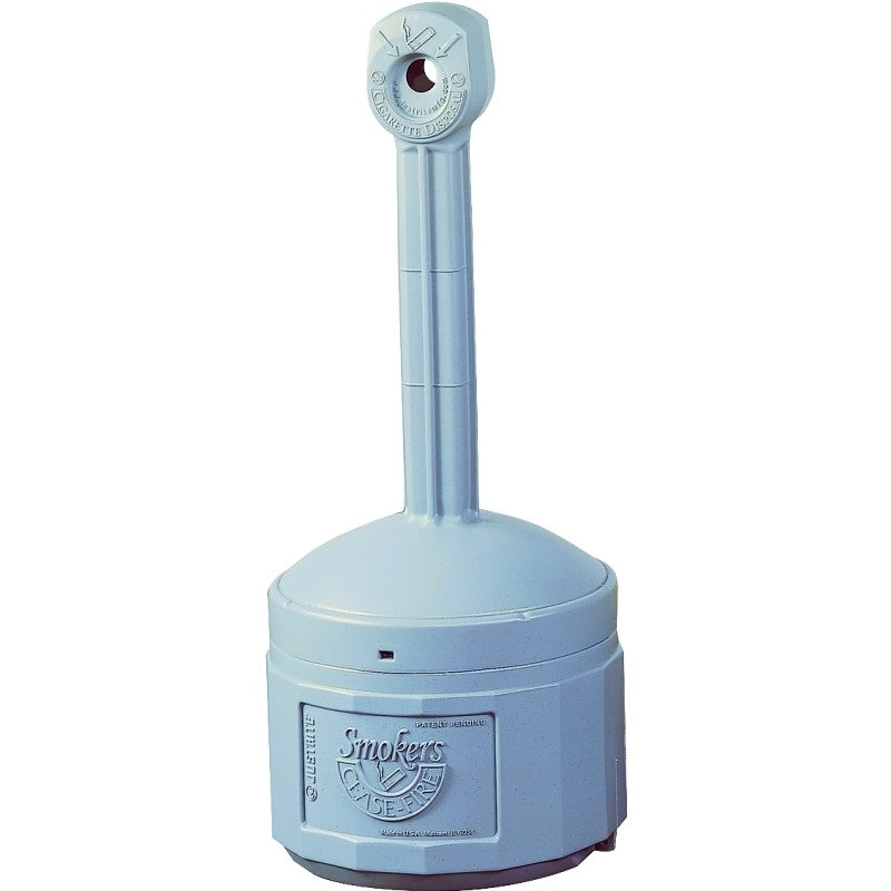Justrite Smoker's Cease Fire 26800 Cigarette Butt Receptacle, 4 gal, Polyethylene, Pewter Gray