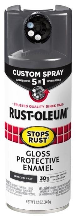 Rust-Oleum 376888 5-In-1 Enamel Paint, Gloss, Charcoal Gray, 12 oz, Aerosol Can