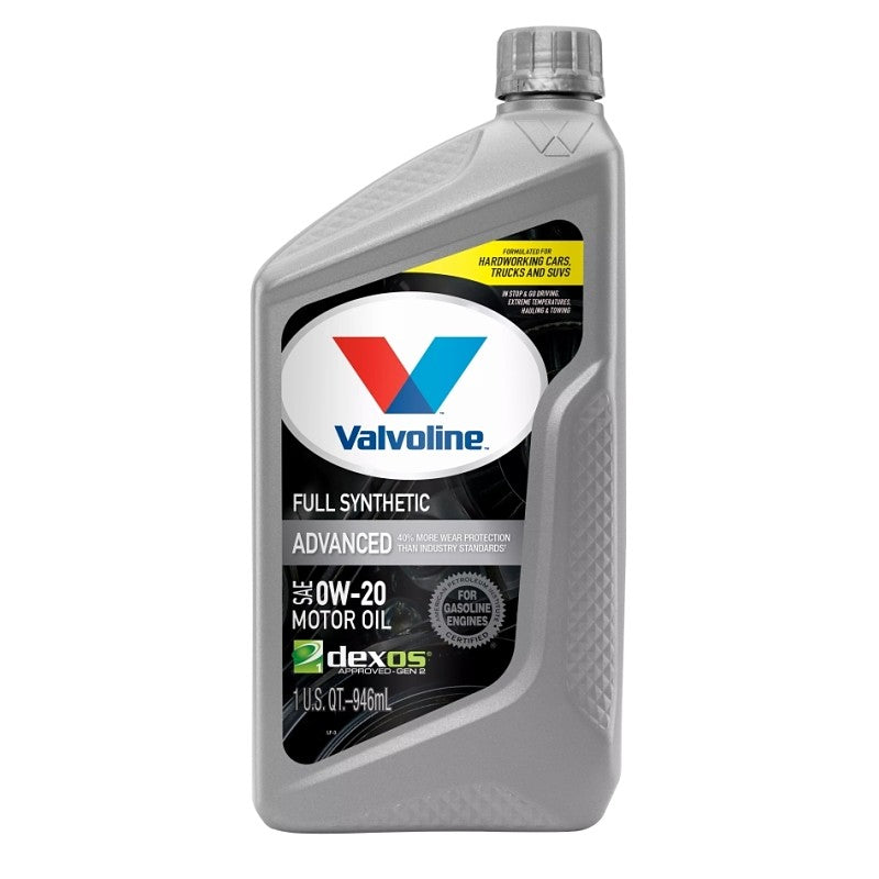 Valvoline VV916 Advanced Full Synthetic Motor Oil, 0W-20, 1 qt, Bottle (Pack of 6)