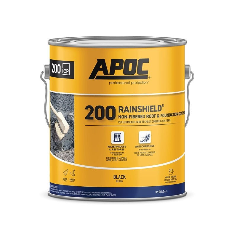 APOC 200 Rainshield AP-200 Series AP-2001 Non-Fibered Roof and Foundation Coating, Black, 1 gal, Pail, Liquid (Pack of 4)