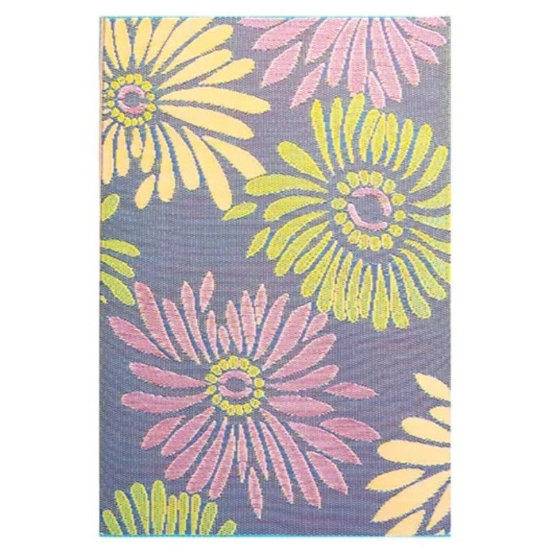 Border Concepts 21248 Outdoor Mat, 6 ft L, 9 ft W, Daisy, Reversible Pattern, Plastic Rug, Violet