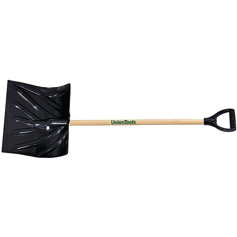 UnionTools 1627400 Snow Shovel, 18 in W Blade, 5-1/2 in L Blade, Combo Blade, Polyethylene Blade, Wood Handle