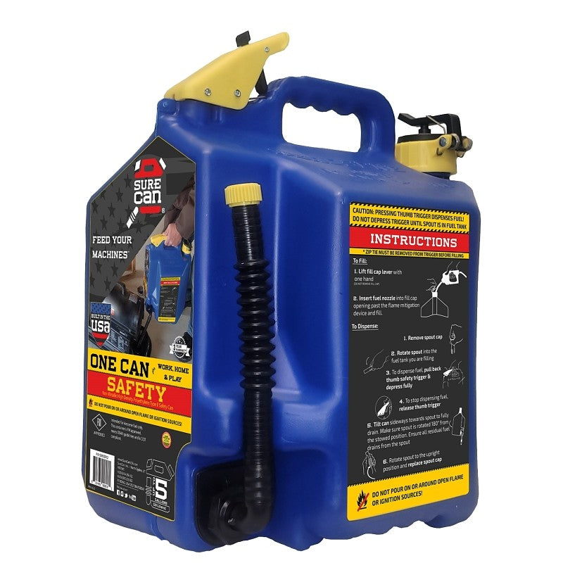SUREcan SUR5SFK2 Safety Can, 5 gal, HDPE, Blue