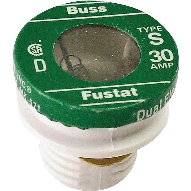 Bussmann S-30 Plug Fuse, 30 A, 125 V, Time Delay Fuse, 10 kA Interrupt, Low Voltage