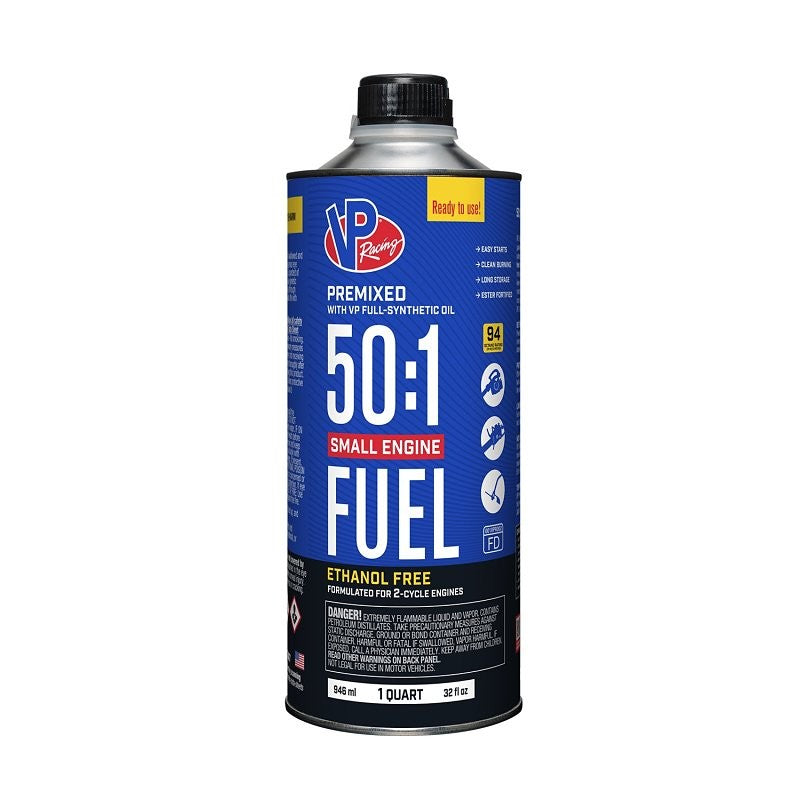 VP Racing 6235 50:1 Pre-Mixed Small Engine Fuel, Hydrocarbon, Blue, 1 qt (Pack of 8)