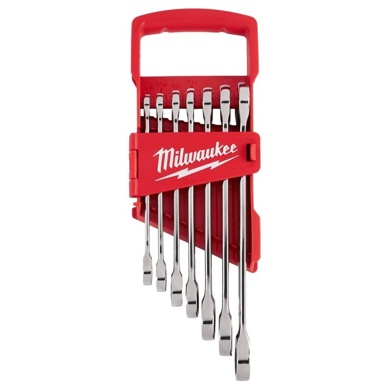 Milwaukee 48-22-9406 Wrench Set, 7-Piece, Alloy Steel, Chrome, Specifications: SAE Measurement System, I-Beam Handle