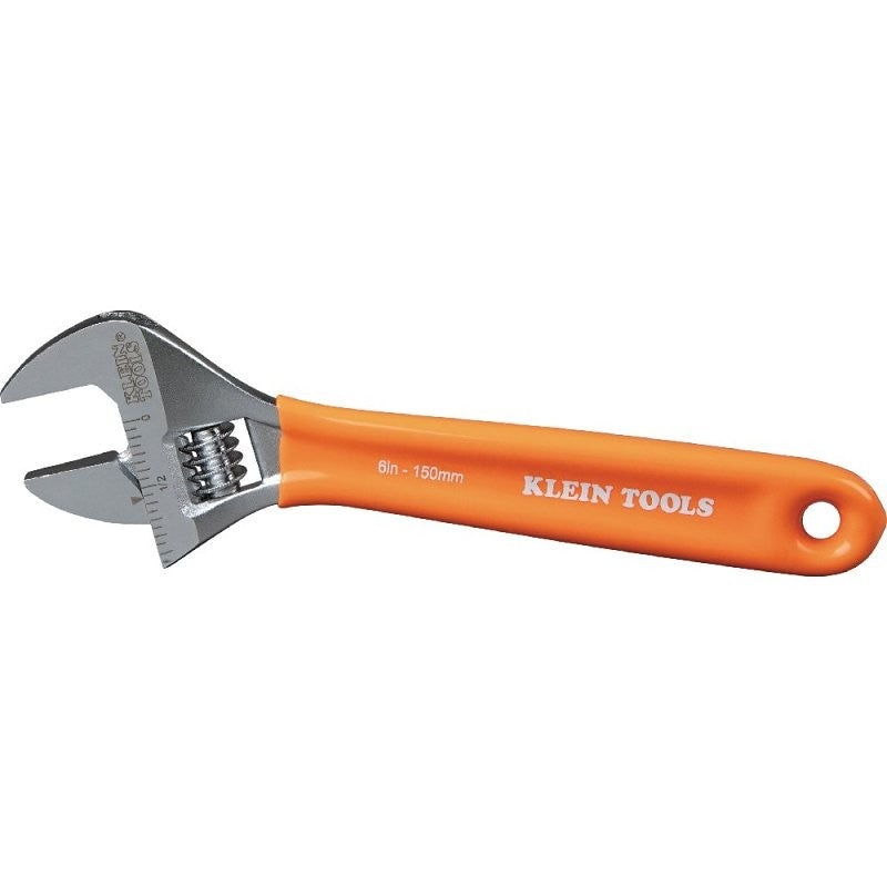 Klein Tools O5076 Adjustable Wrench, 6-1/4 in OAL, 1.06 in Jaw, Steel, Chrome, Contoured Handle