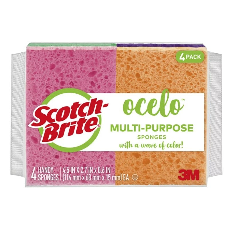 Scotch-Brite 7100266373 Multi-Purpose Cleaning Sponge, 4.7 in L, 3 in W, 0.6 in Thick, Cellulose