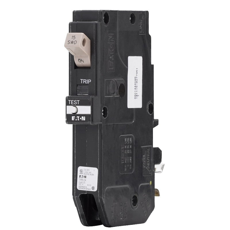 Eaton CHFP115GF Circuit Breaker, CH, GFCI, 15 A, 1-Pole, 120/240 VAC, Plug