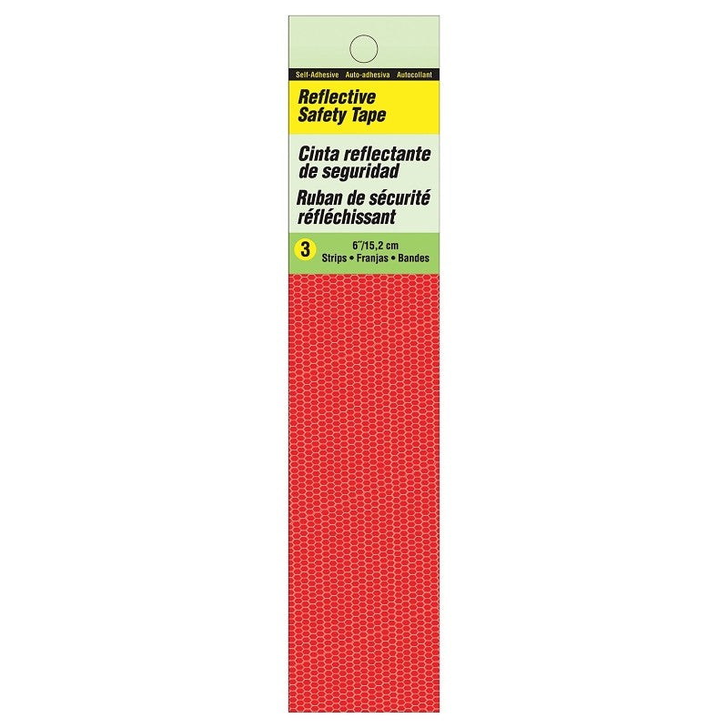 Hy-Ko TP-3R Reflective Safety Tape, 6 in L, Red (Pack of 5)