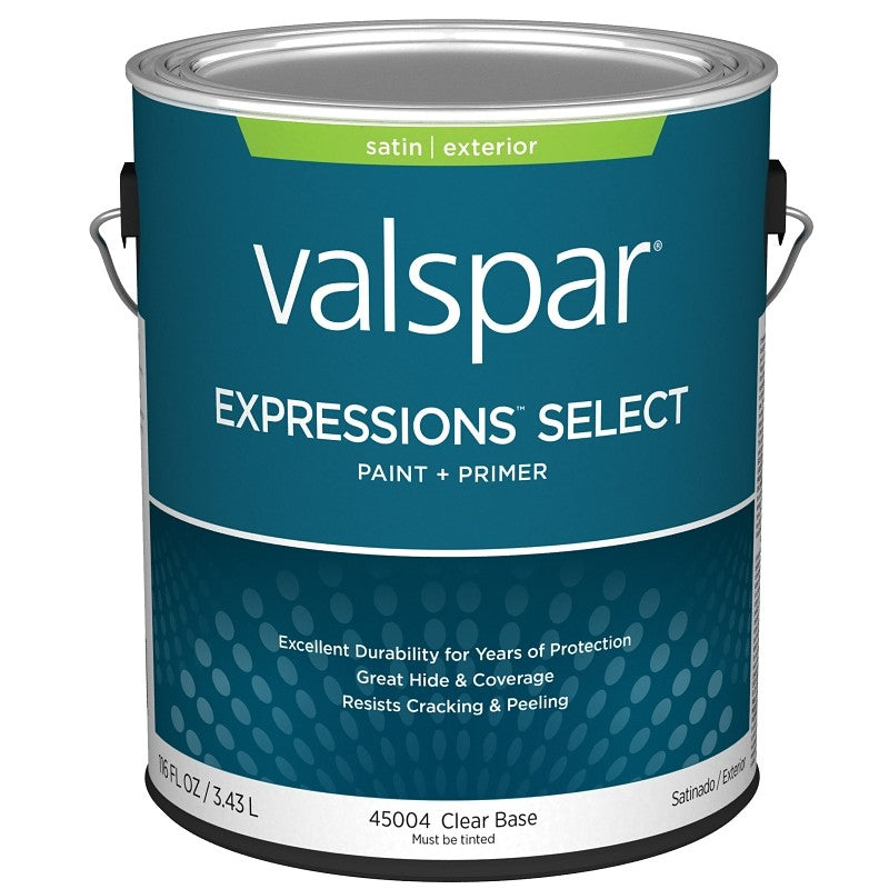Valspar Expressions Select 4500 028.0045004.007 Latex Paint, Acrylic Base, Satin Sheen, Clear Base, 1 gal (Pack of 4)