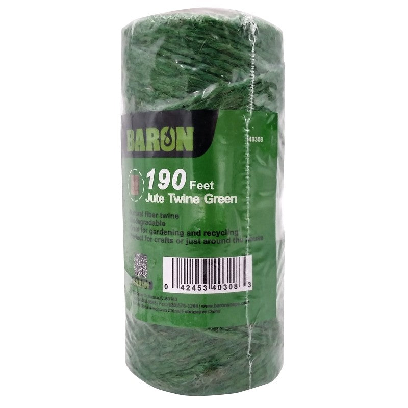 Baron 40308 Twine, 1/8 in Dia, 190 ft L, 7 lb Working Load, Natural Fiber, Green