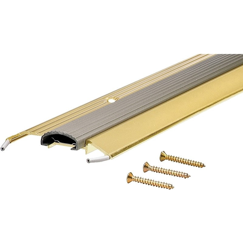 M-D 09043 Low Threshold, 36 in L, 3-3/4 in W, Aluminum, Brite Gold