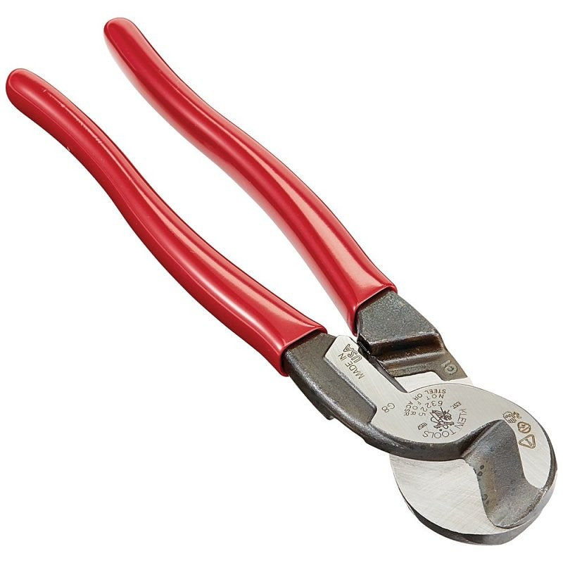 Klein Tools 63225 Cable Cutter, 1.06 in Cutting Capacity, 9.07 in OAL, Steel Jaw, Red Handle