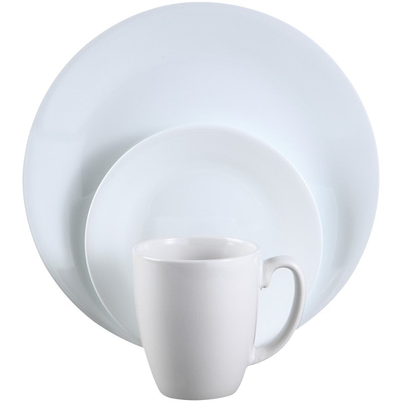 Corelle Winter Frost Series 1148417 Round Dinnerware Set, 16-Piece, Glass, White (Pack of 2)