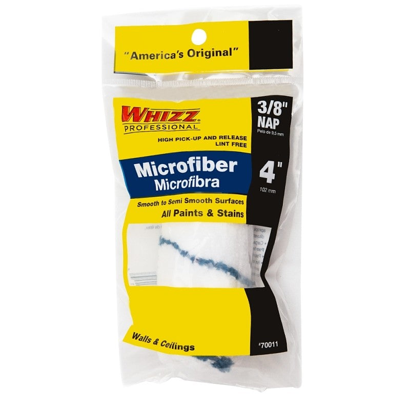 Whizz 70011 Xtrasorb Jumbo Roller Cover, 3/8 in Thick Nap, 4 in L, Microfiber Cover