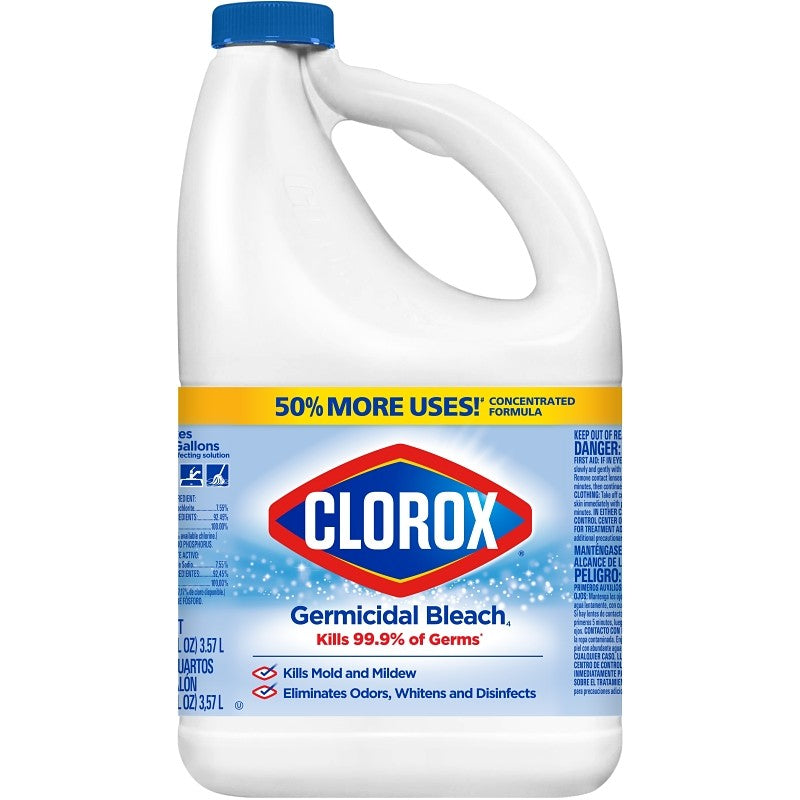 Clorox 32429 Germicidal Bleach, 121 oz, Bleach, Liquid, Pale Yellow (Pack of 3)