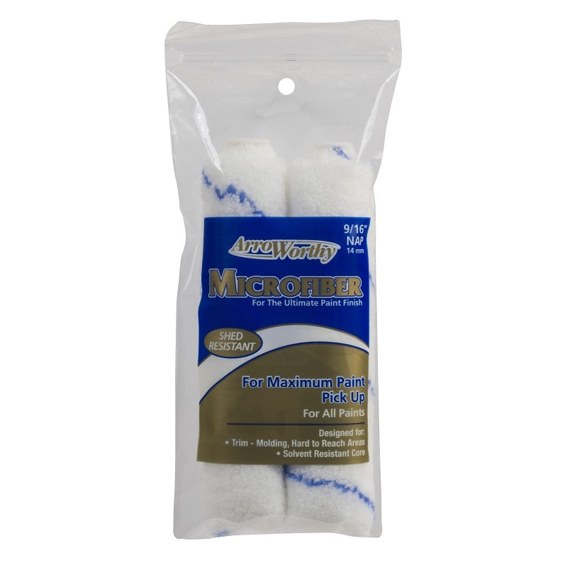 Arroworthy 6.5-MFR4T/P Mini Roller Cover, 9/16 in Thick Nap, 6-1/2 in L, Microfiber Cover, White