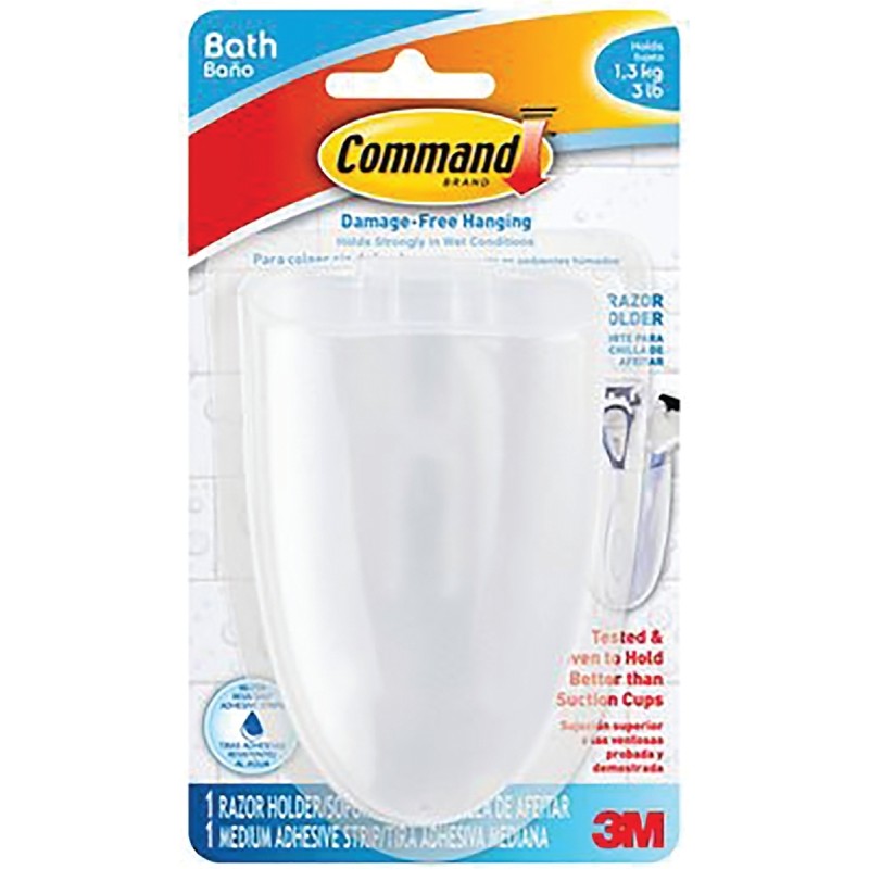 Command BATH16-ES Bath Razor Holder, Plastic, Frosted