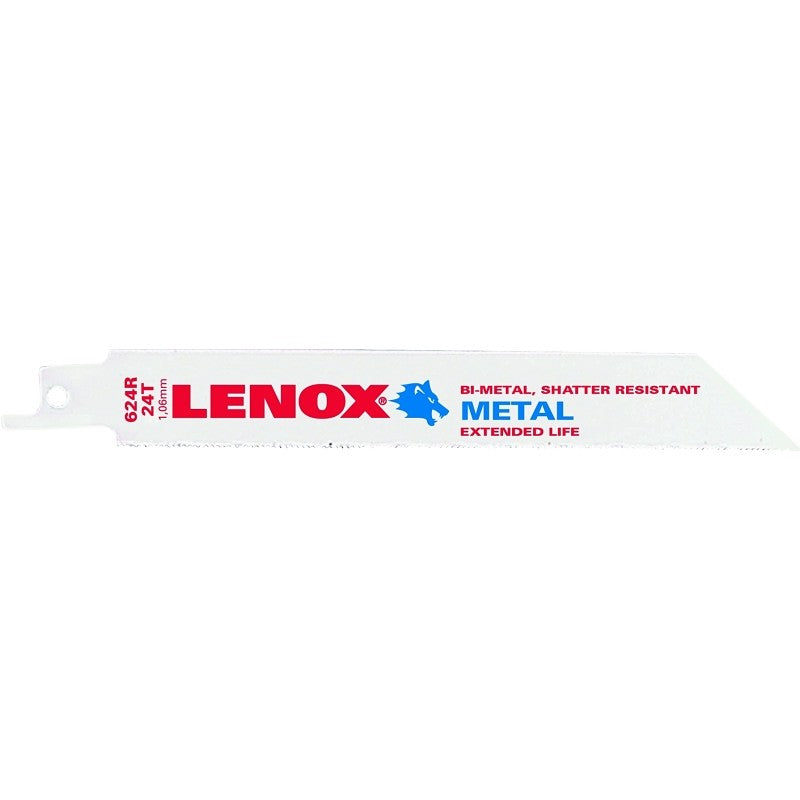 Lenox 20568624R Series Reciprocating Saw Blade, Applicable Materials: Nail-Embedded Wood, 3/4 in W, 6 in L, 24 TPI