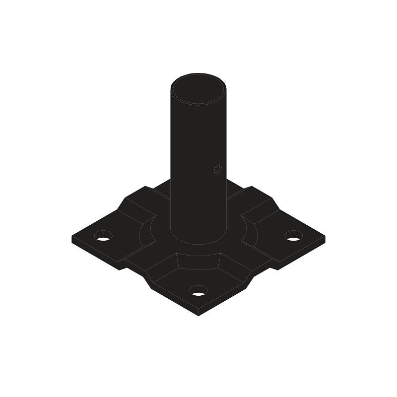 Nuvo Iron QFSM3 Surface Mount Plate, Metal, Black, Painted, For: 1 in Quick-Fence Posts