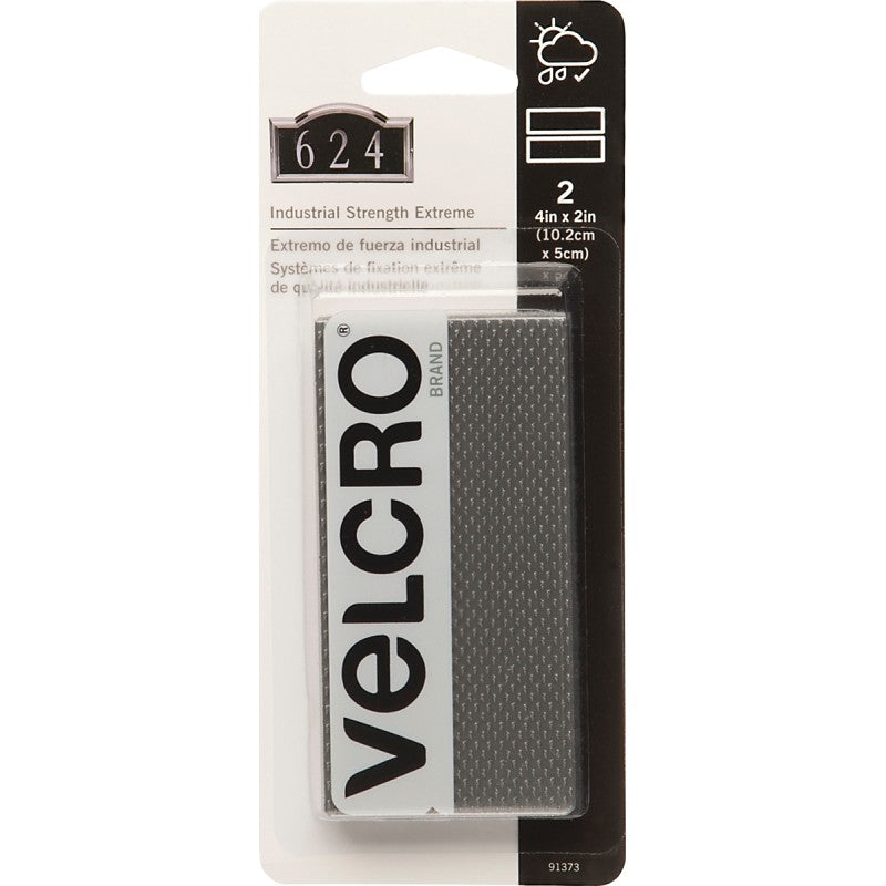VELCRO Brand 91373 Fastener, 2 in W, 4 in L, Titanium, 15 lb