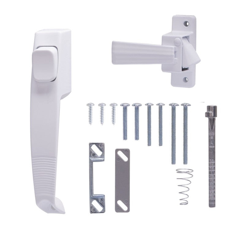 ProSource 47015-UW-PS Pushbutton Latch, Zinc, White, 5/8 to 1-1/2 in Thick Door, 5/8 in Backset