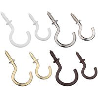 Cup Hook Assortment 3/4 And 1 Inch Brass Nickel White & Brown 64 Pieces Total