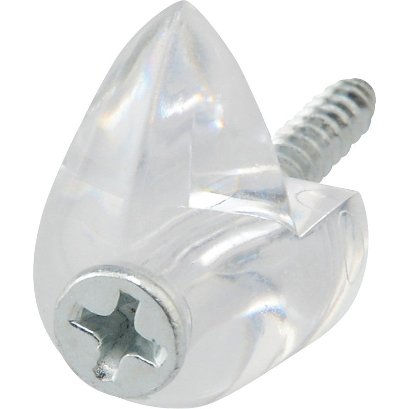 OOK 53203 Mirror Clip Set, 1/4 in L Dimensions, 20 lb, Plastic, Clear, Wall, 4/PK (Pack of 12)