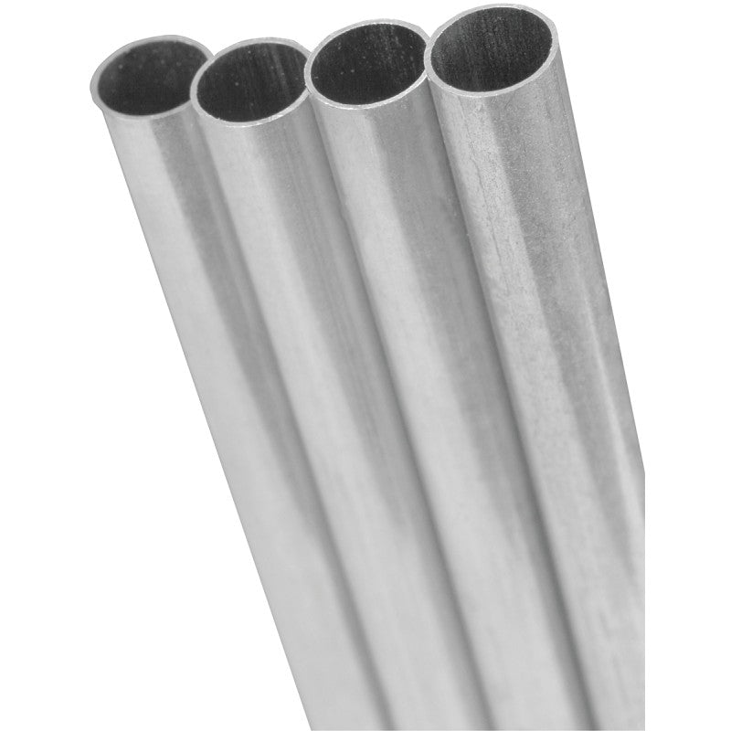 K & S 1111 Decorative Metal Tube, Round, 36 in L, 3/16 in Dia, 0.014 in Wall, Aluminum (Pack of 6)