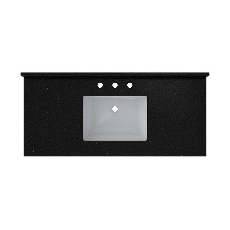 Craft + Main QZ49228BGR Vanity Top, 22 in OAL, 49 in OAW, Ceramic/Quartz, Black Galaxy, Undermount Sink, 1-Bowl