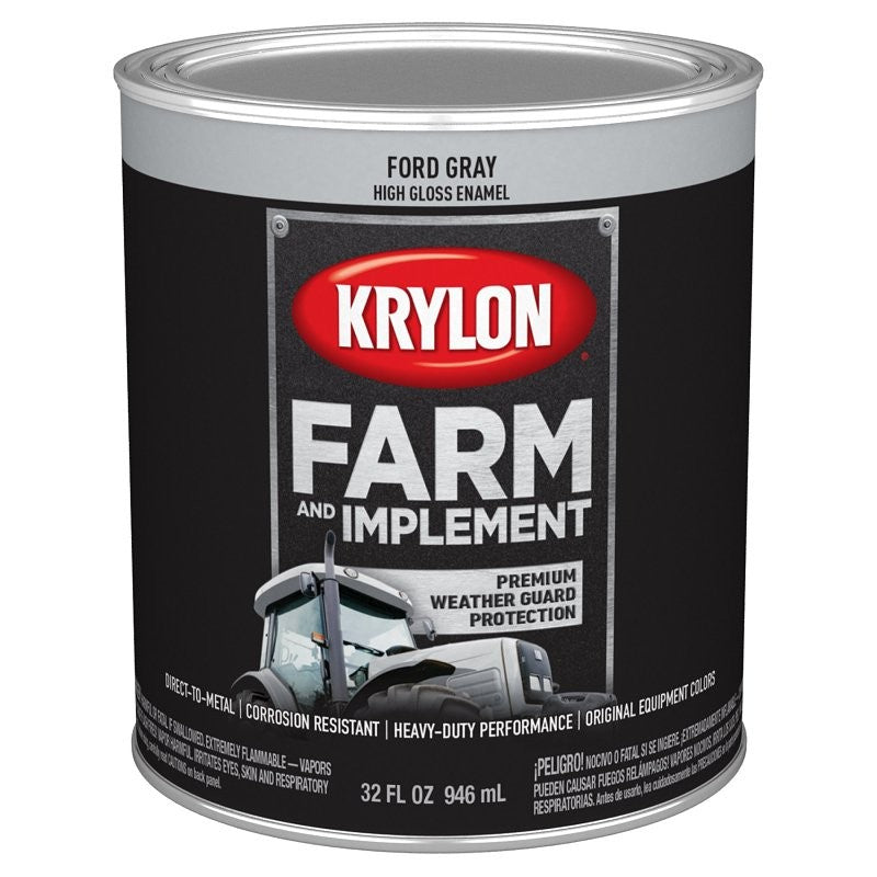 Krylon K02028008 Farm and Implement Paint, 1 qt, Gray, Liquid (Pack of 2)