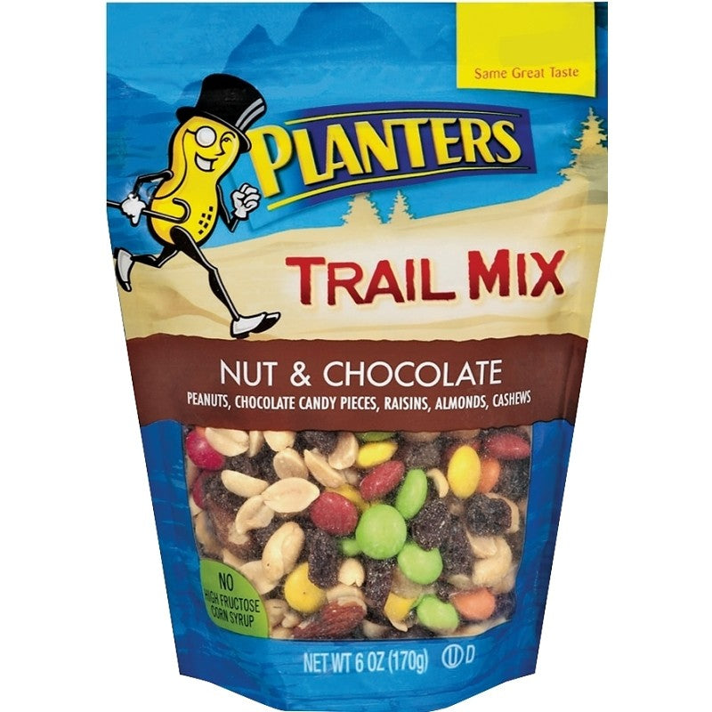 Planters 422491 Trail Mix, Chocolate, Nuts, 6 oz, Bag (Pack of 12)