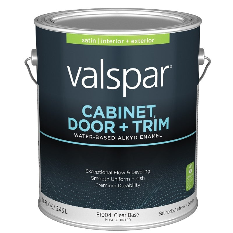 Valspar 8100 028.0081004.007 Cabinet, Door and Trim Paint Enamel, Water Base, Satin Sheen, Clear Base, 1 gal (Pack of 4)