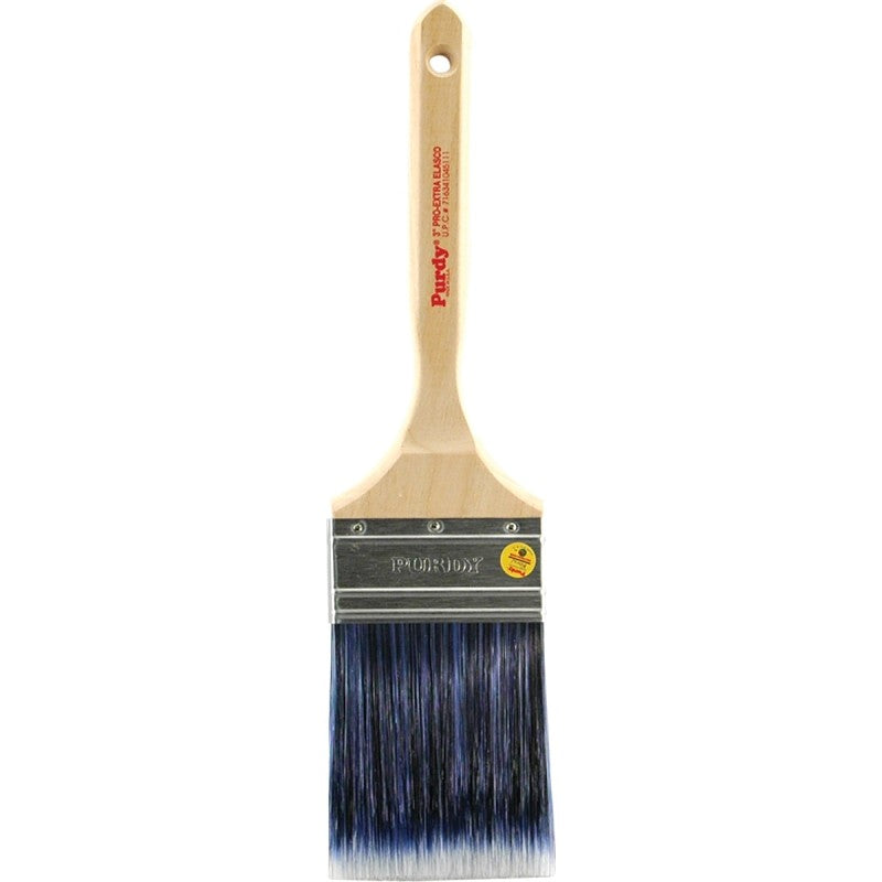 Purdy 144100730 Trim Brush, Natural Hardwood Handle, 3 in W, Flat Brush, Nylon/Polyester Bristle, Fluted Handle
