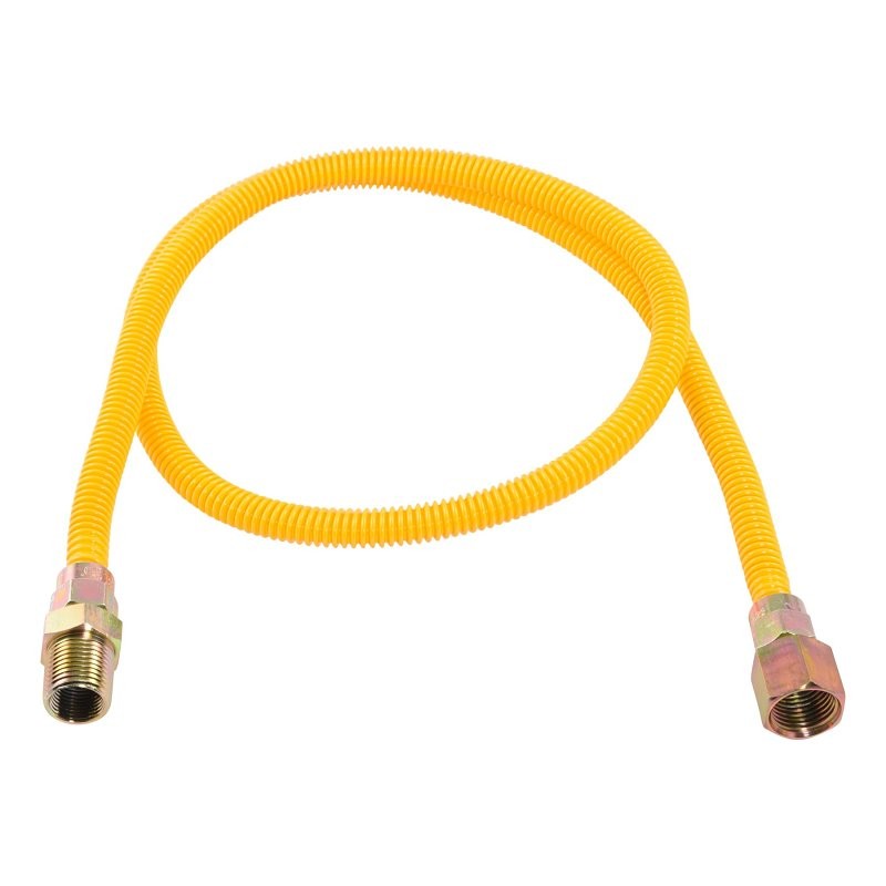 Eastman EZ-10 Series 10YE515048B Gas Connector, 48 in L, 1/2 in, Epoxy-Coated, 3/8 in, FIP x MIP, 304 Stainless Steel