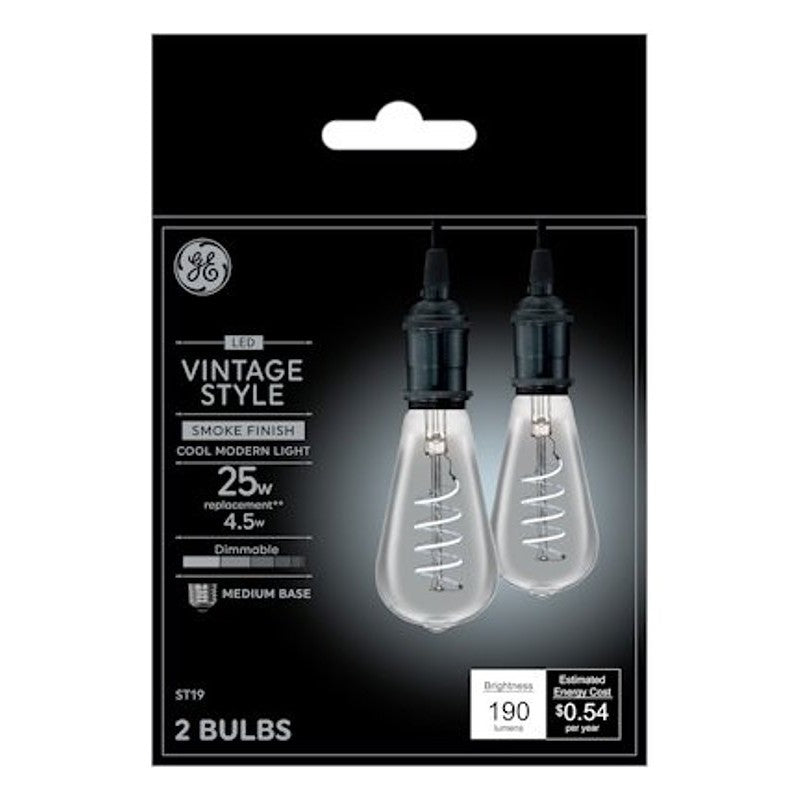 GE 93123799 LED Bulb, ST19 Lamp, 25 W Equivalent, E26 Medium Lamp Base, Dimmable, Soft White Light, 2700 K Color Temp