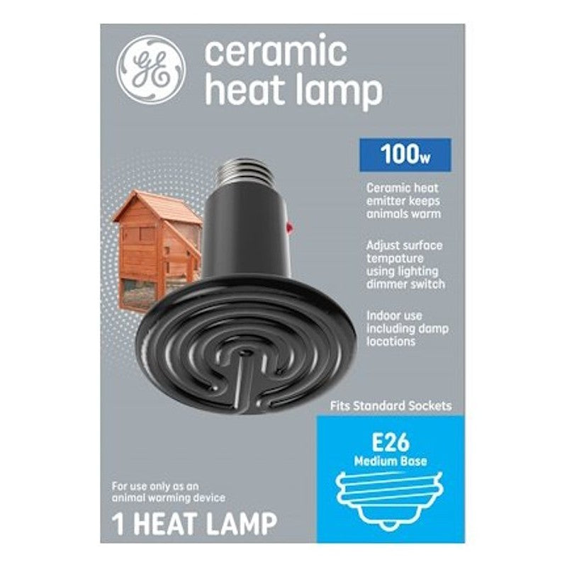 GE 93130700 Heat Lamp, 100 W, Disc Lamp, E26 Medium Lamp Base, 1 Lumens, 13,140 hr Average Life