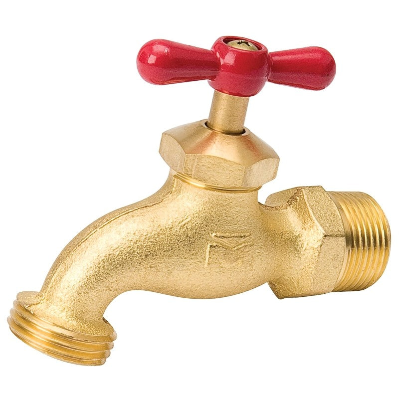 B & K 103-014 Heavy-Duty Hose Bibb, 3/4 x 3/4 in Connection, MPT x Male Hose, 125 psi Pressure, Brass Body, Antique