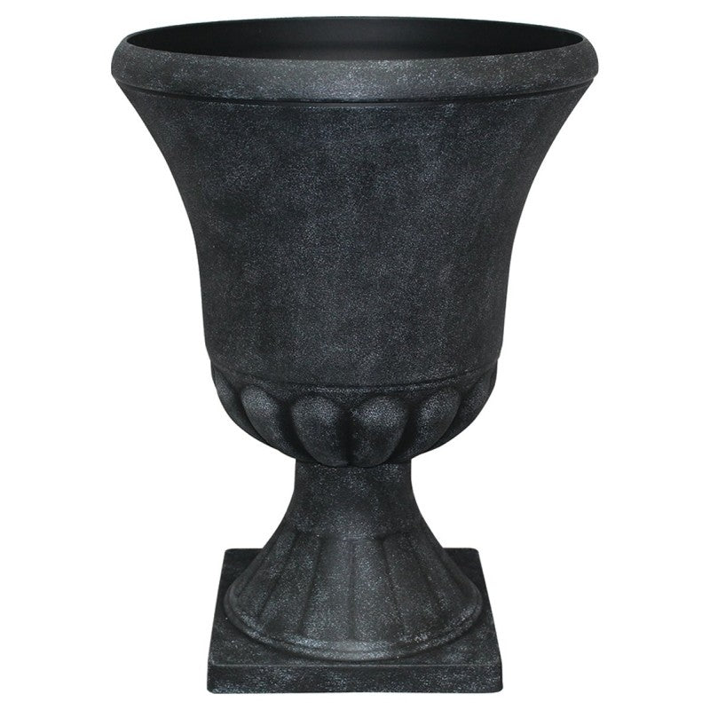 Southern Patio EB-029816 Winston Urn, 21 in H, 16 in W, 16 in D, Resin/Stone Composite, Weathered Black