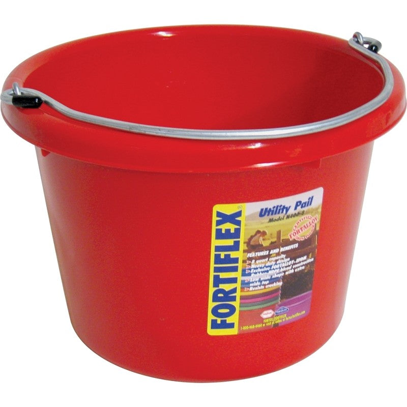Fortex-Fortiflex N4008R Utility Pail, 8 qt Volume, Fortalloy Rubber Polymer, Red