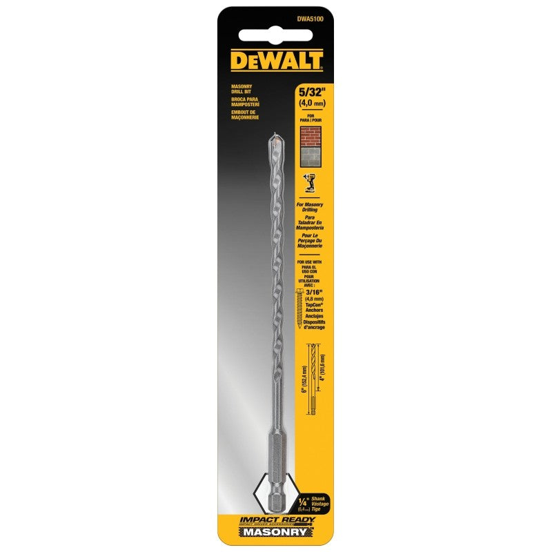 DEWALT DWA5100 Drill Bit, 5/32 in Dia, 6 in OAL, 1/4 in Dia Shank, Hex Shank