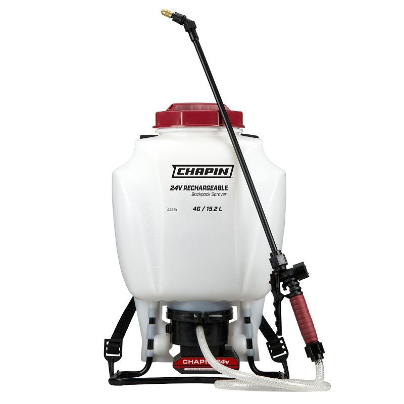 Chapin 63924 Rechargeable Backpack Sprayer, 4 gal Tank, Poly Tank, 20 to 22 ft Horizontal, 32 ft Vertical Spray Range