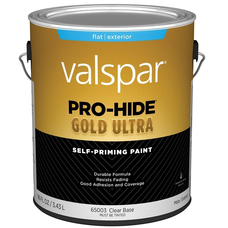 Valspar Pro-Hide Gold Ultra 6500 028.0065003.007 Latex Paint, Acrylic Base, Flat Sheen, Clear Base, 1 gal (Pack of 4)