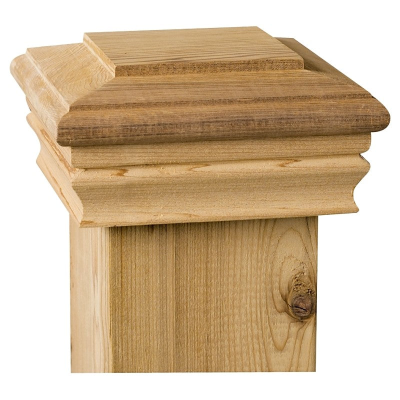 Maine Ornamental 72262 Post Cap, Flat Top, 4 in L, 4 in W, Cedar Wood