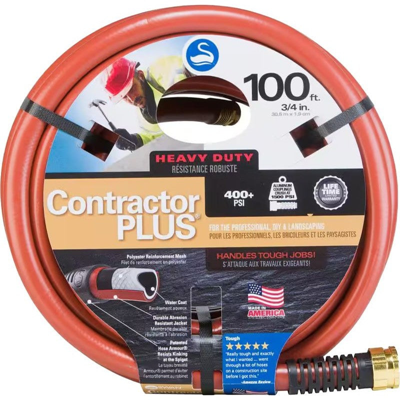 Swan SNCG34100 Garden Hose, 100 ft L, Rubber/Vinyl, Red