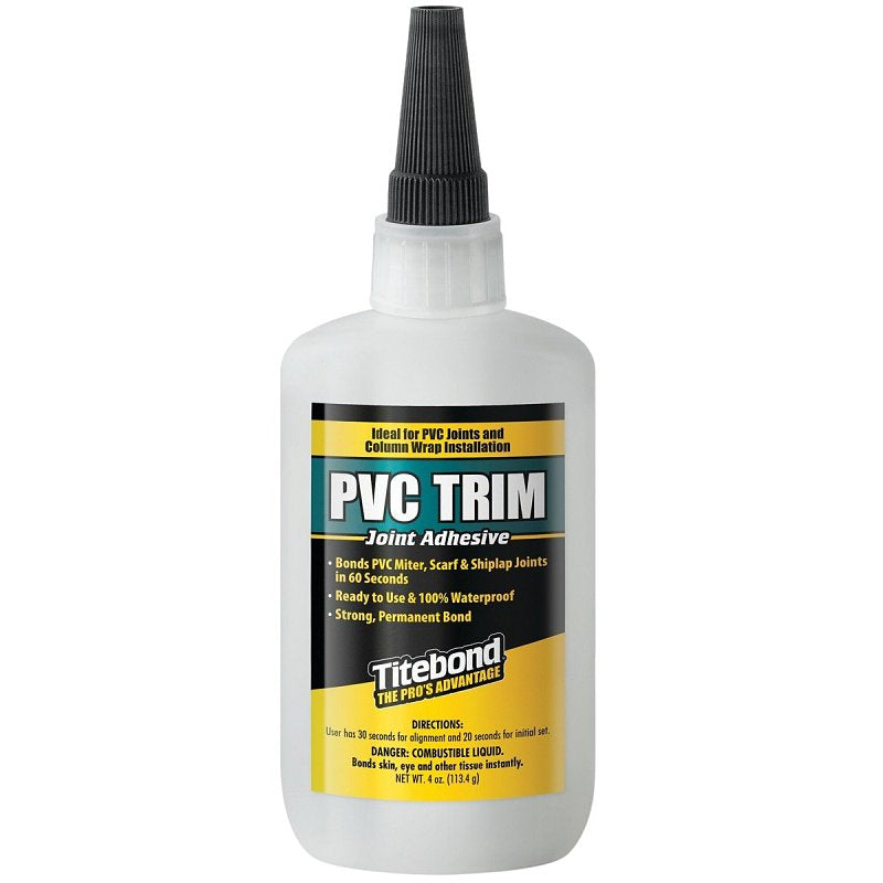 Titebond 6422 PVC Trim Joint Adhesive, Clear/Hazy, 4 oz Bottle