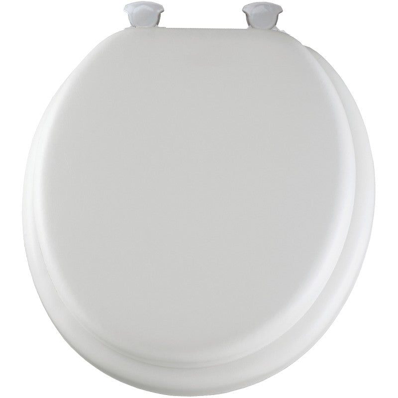 Mayfair 15EC-000 Toilet Seat, Round, Foam/Vinyl/Wood, White, Twist Hinge