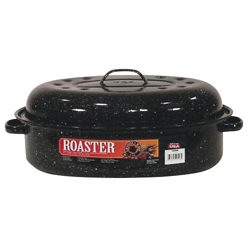 Granite Ware F0508-2 Roaster, 10 lb Capacity, Porcelain/Steel, Black, Dark Enamel, 15 in L, 10 in W, 6-1/4 in H (Pack of 2)