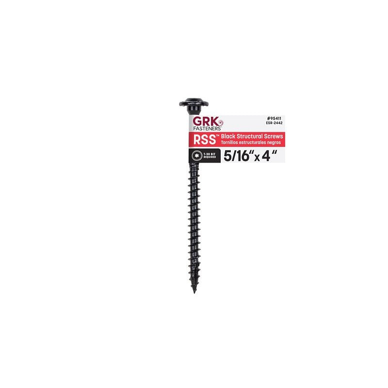 GRK Fasteners RSS Series 95411 Structural Screw, 4 in L, Coarse Thread, Washer Head, Torx Drive, Steel, Zinc-Plated, 1 (Pack of 50)